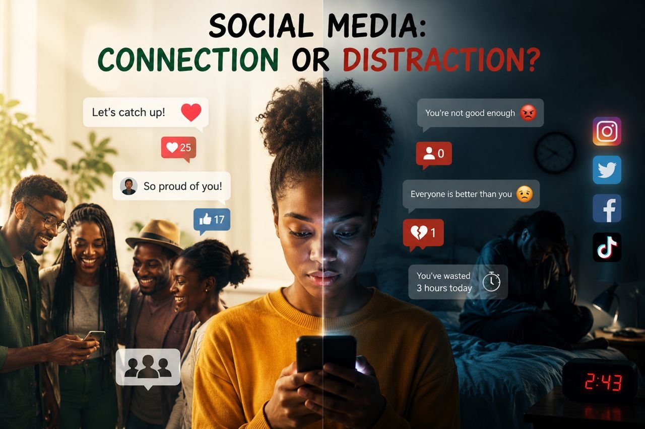 SOCIAL MEDIA: CONNECTION OR DISTRACTION?, BY TASELA ANOINTING
